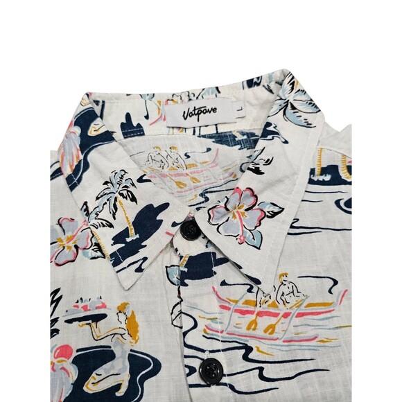 Mens L Aloha Shirt VatPave Button up Hawaiian Island Print Short Sleeve Beach - Picture 11 of 13